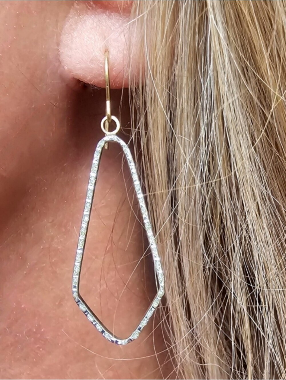 10k Gold Diamond Drop Geometric Dangle Earrings